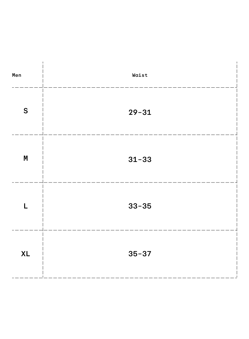 Size chart in inches