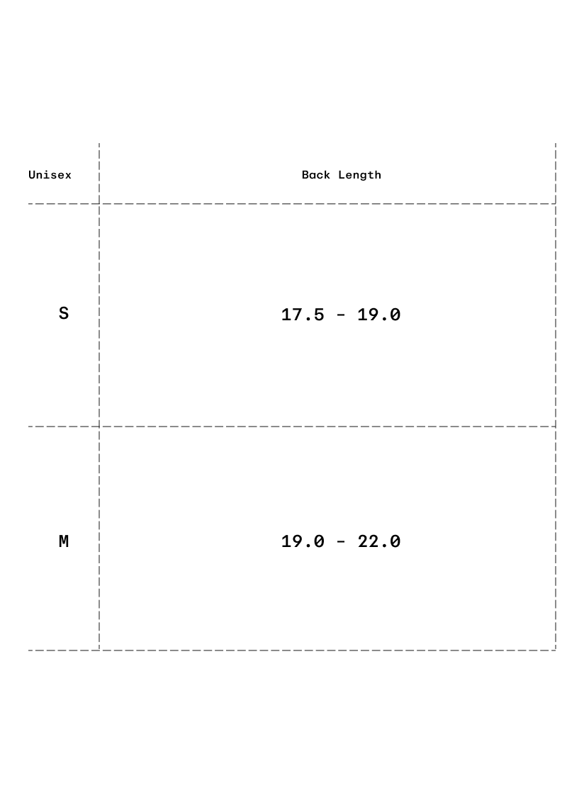 Size chart in inches