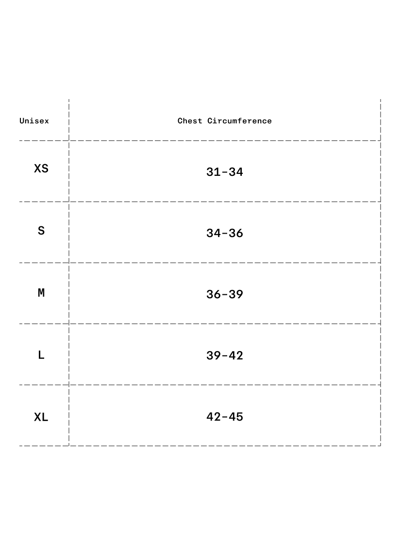 Size chart in inches