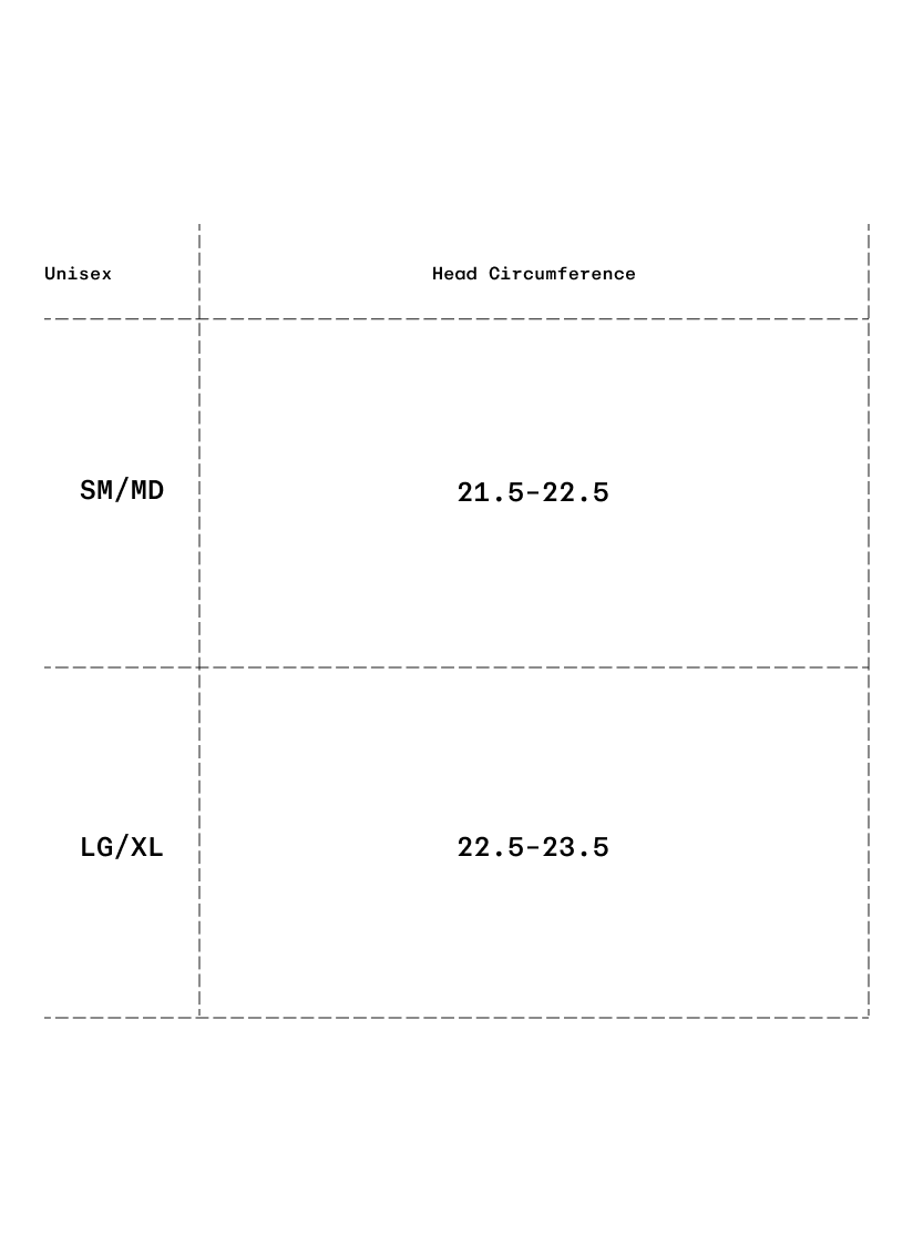 Size chart in inches