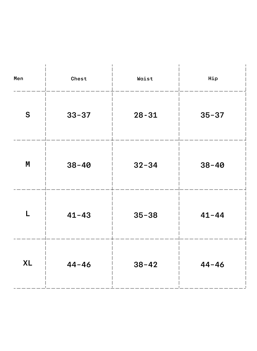 Size chart in inches