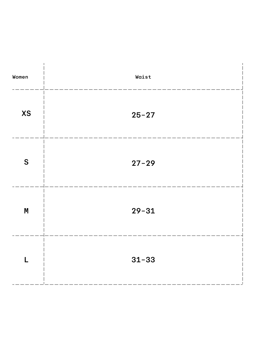 Size chart in inches